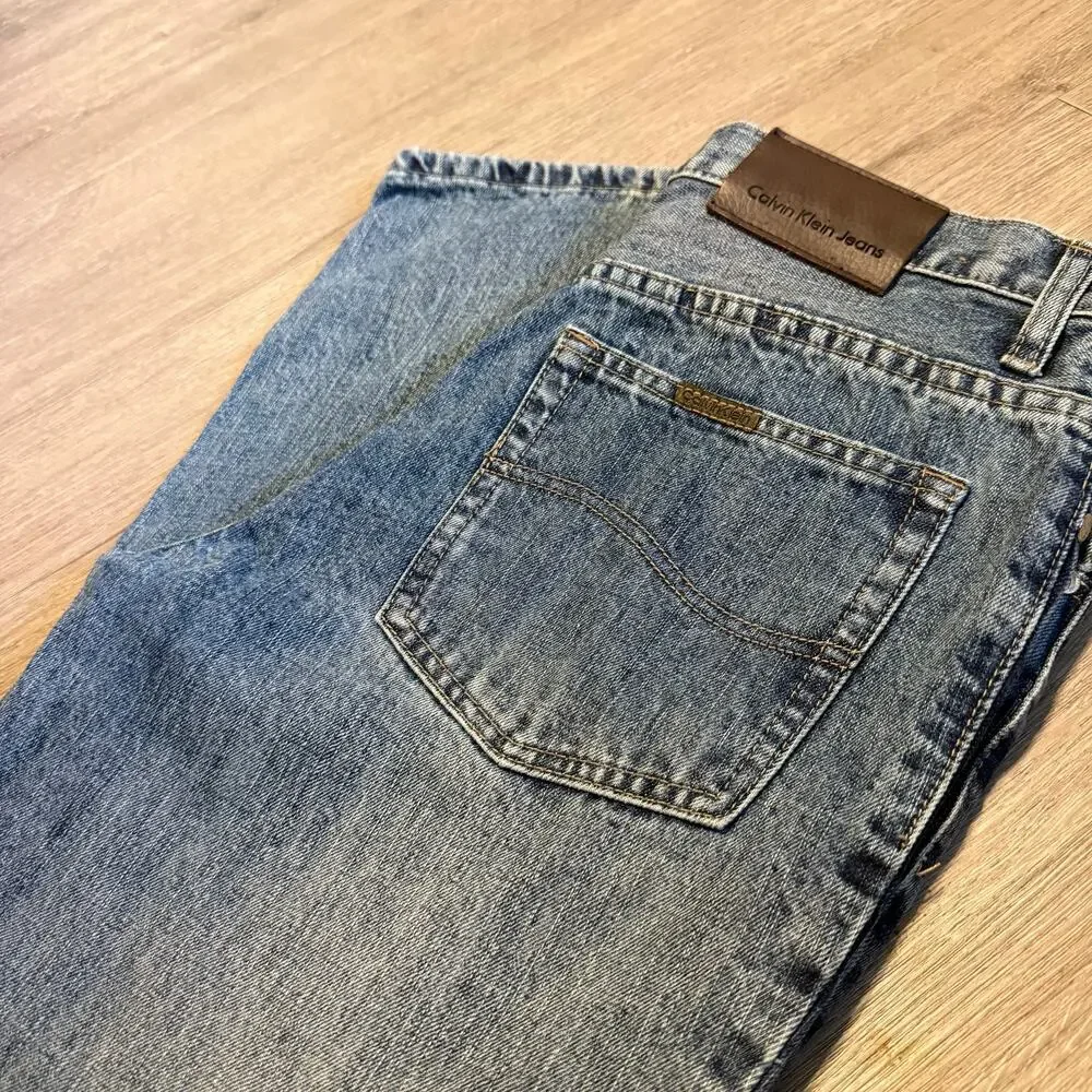 Vintage Calvin Klein Jeans Men’s Size 32 Straight Leg Blue Denim Pants Y2K 90s